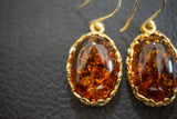 Boucles d'oreilles avec ambres cognac