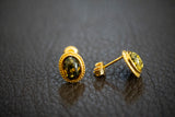 Boucles d'oreilles à tige décorées d'ambre vert