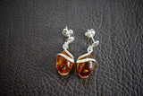 Boucles d'oreilles avec ambres cognac