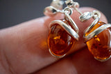 Boucles d'oreilles avec ambres cognac