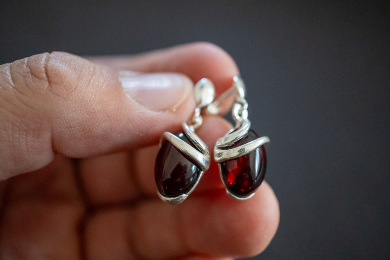 Boucles d'oreilles avec ambres cerises