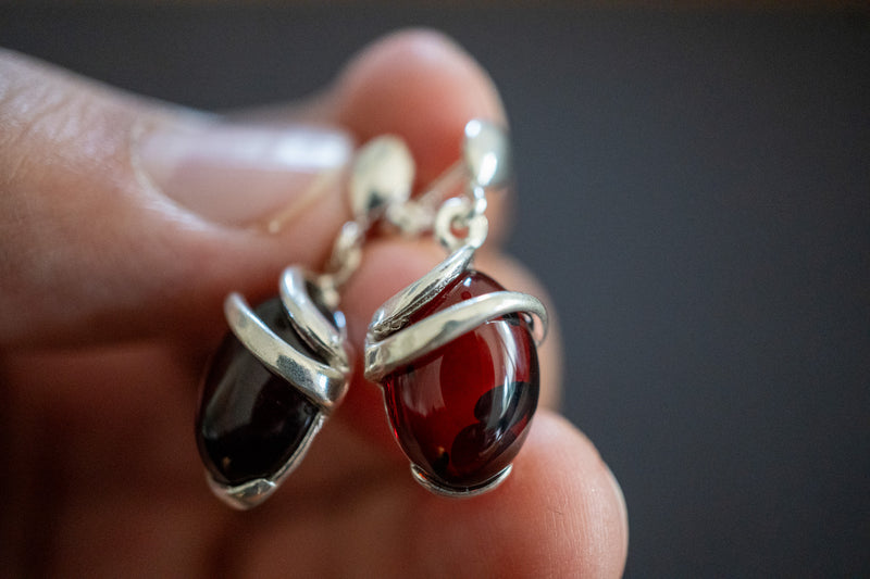 Boucles d'oreilles avec ambres cerises