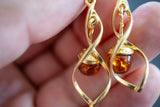 Boucles d'oreilles avec ambres cognac