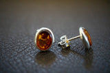 Boucles d'oreilles avec ambres cognac