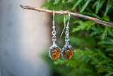 Boucles d'oreilles avec ambres cognacs