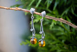 Boucles d'oreilles avec ambres cognacs