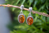 Boucles d'oreilles avec ambres cognac