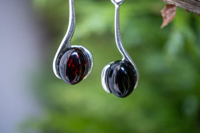 Boucles d'oreilles avec ambres cerises