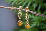 Boucles d'oreilles avec ambres cognac