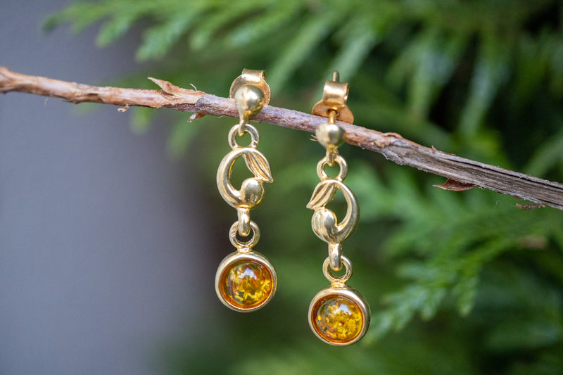 Boucles d'oreilles avec ambres cognac