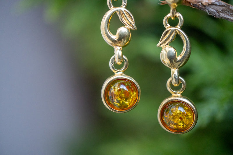 Boucles d'oreilles avec ambres cognac