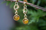 Boucles d'oreilles avec ambres cognac