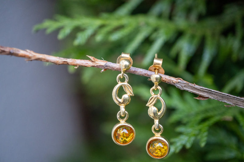 Boucles d'oreilles avec ambres cognac