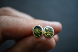 Boucles d'oreilles avec ambres verts