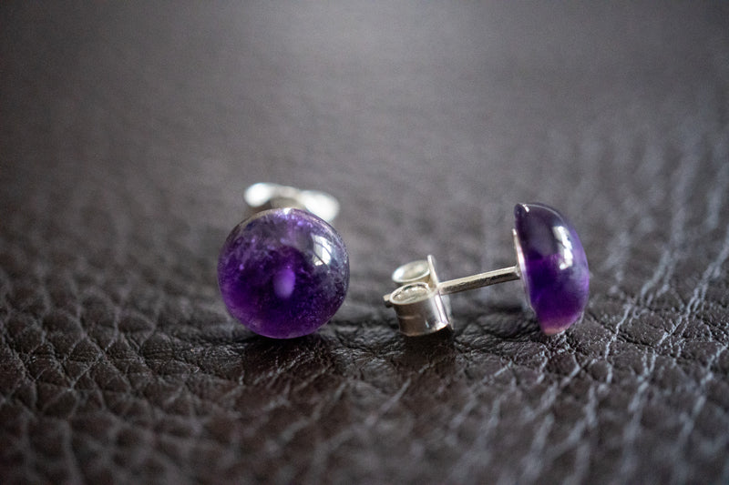 Boucles d'oreilles  tige avec améthystes