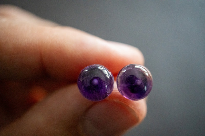 Boucles d'oreilles  tige avec améthystes