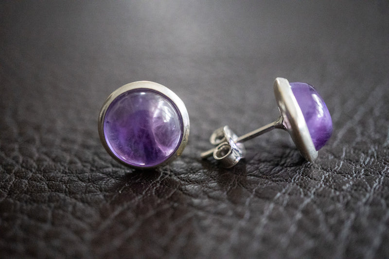 Boucles d'oreilles  tige avec améthystes