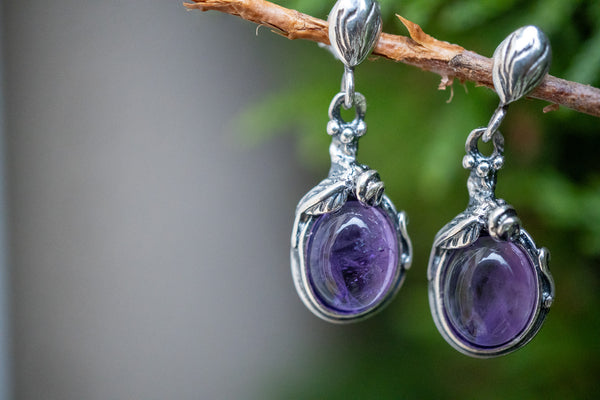 Boucles d'oreilles avec améthystes