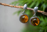 Boucles d'oreilles avec ambres cognac