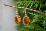 Boucles d'oreilles avec ambres cognac