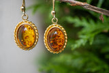 Boucles d'oreilles avec ambres cognac