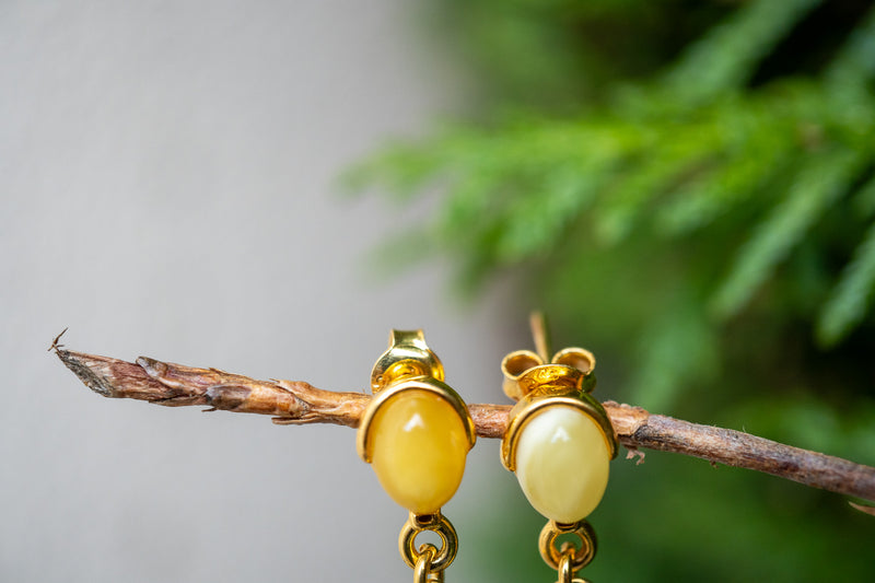 Boucles d'oreilles avec ambre blanc