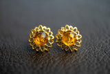 Boucles d'oreilles avec ambres cognac