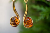 Boucles d'oreilles avec ambre cognac