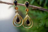 Boucles d'oreilles avec ambres cerises & cognac