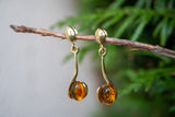 Boucles d'oreilles avec ambre cognac