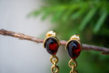 Boucles d'oreilles avec ambre cerise