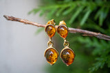 Boucles d'oreilles avec ambre cognac