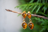 Boucles d'oreilles avec ambre cognac