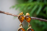 Boucles d'oreilles avec ambre cognac