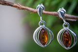 Boucles d'oreilles avec ambre cognac