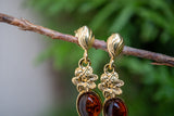 Boucles d'oreilles avec ambre cognac