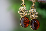 Boucles d'oreilles avec ambre cognac