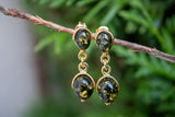 Boucles d'oreilles avec ambre vert