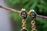 Boucles d'oreilles avec ambre vert