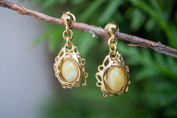 Boucles d'oreilles avec ambres blanc