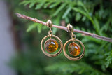 Boucles d'oreilles avec ambres cognac