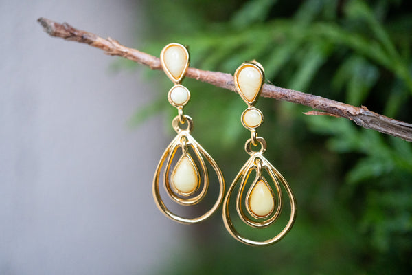 Boucles d'oreilles avec ambres blanc