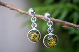 Boucles d'oreilles avec ambre vert