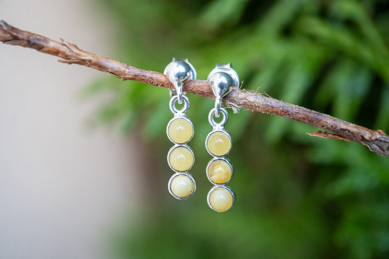 Boucles d'oreilles avec ambres blanc