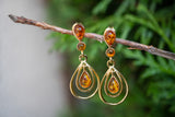 Boucles d'oreilles avec ambres cognac