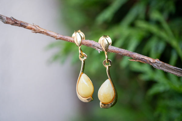 Boucles d'oreilles avec ambres blanc