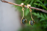 Boucles d'oreilles avec ambre vert