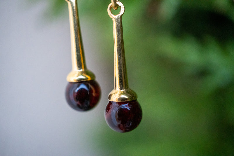 Boucles d'oreilles avec ambre cerises