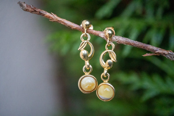 Boucles d'oreilles avec ambres blanc