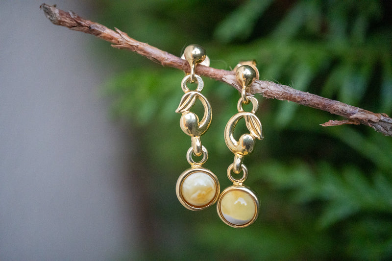 Boucles d'oreilles avec ambres blanc